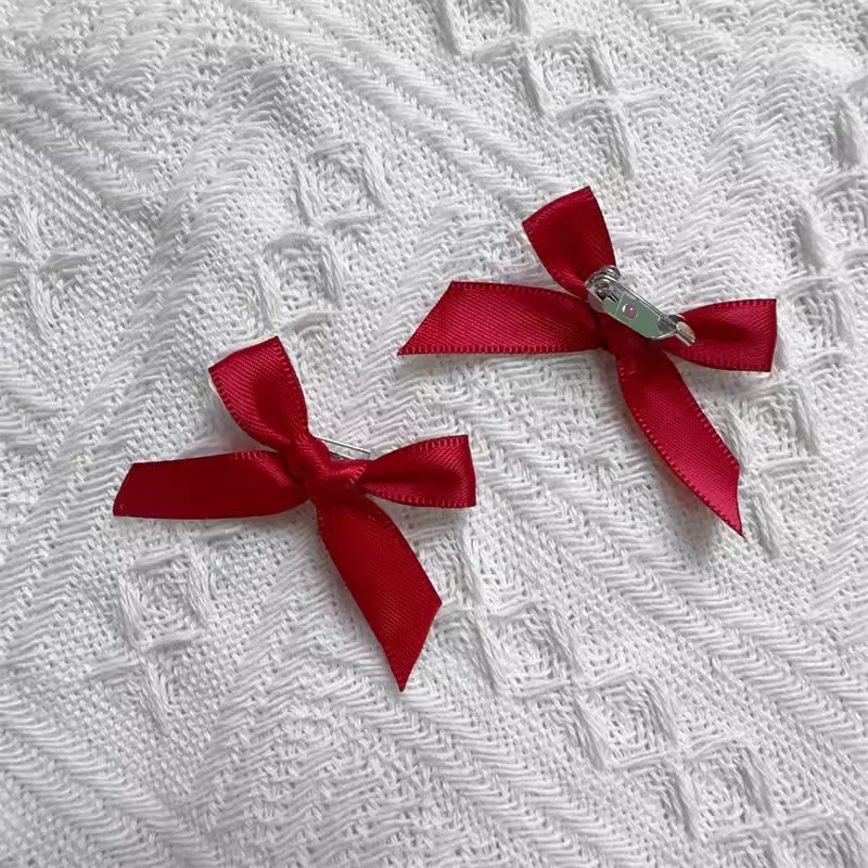 Handmade - Mini 3.5 cm Ribbon Bow - Brooch Set - detail view 17