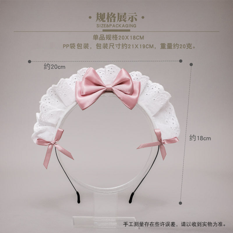 Handmade Japanese Style Lolita Headwear Lolita Hair Accessories Lace Bow Maid Headband - Lolita Fetch
