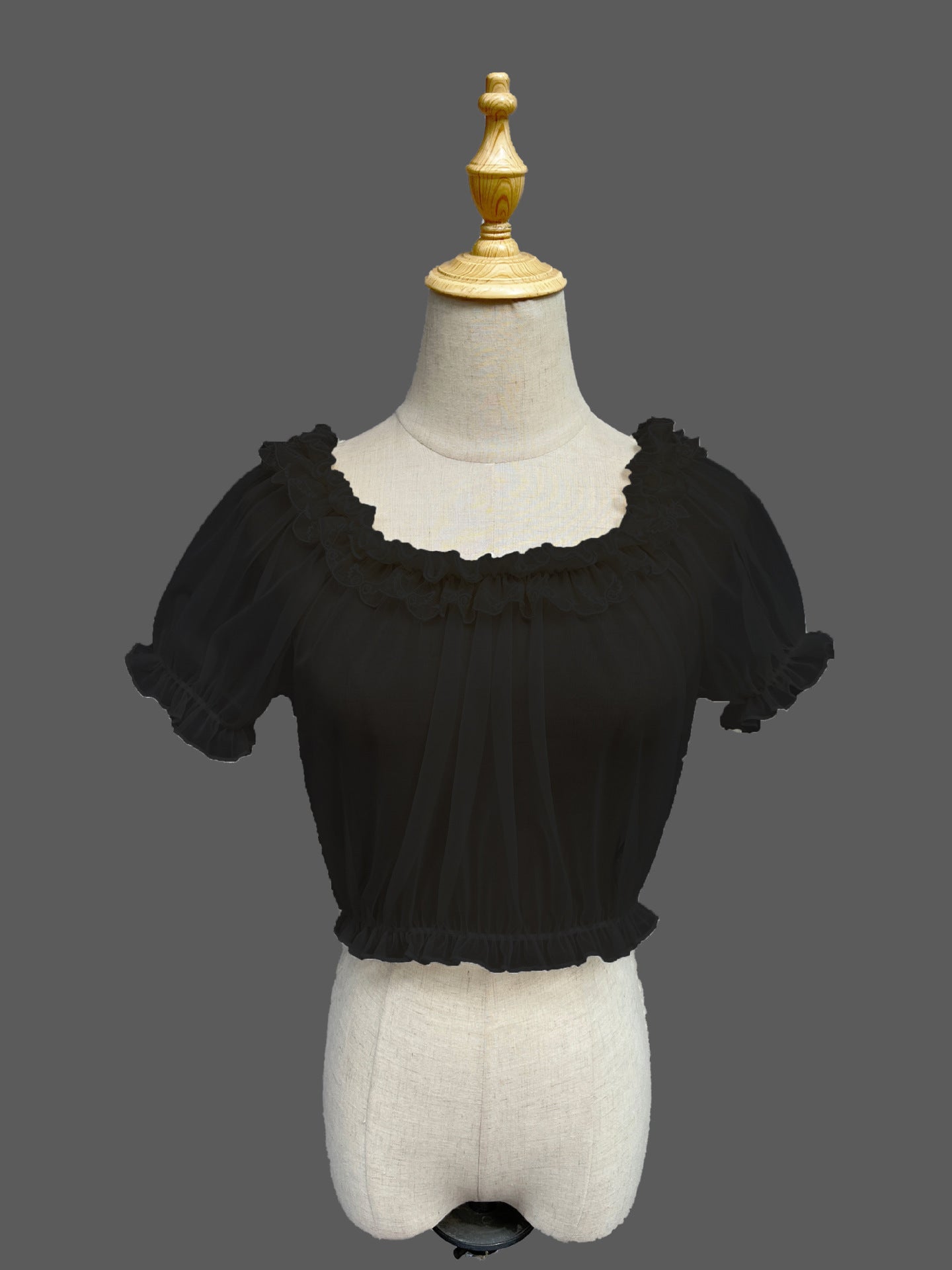 Zhijinyuan- Tulle Inner Top |   Lightweight Skin-Friendly Off-Shoulder Versatile Apricot Blouse