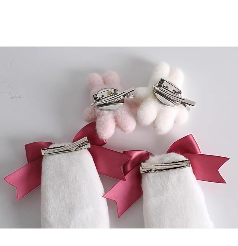 Xiaogui - Sweet Lolita Headdress Pink White - Bunny Ear Hair Accessory Headwear