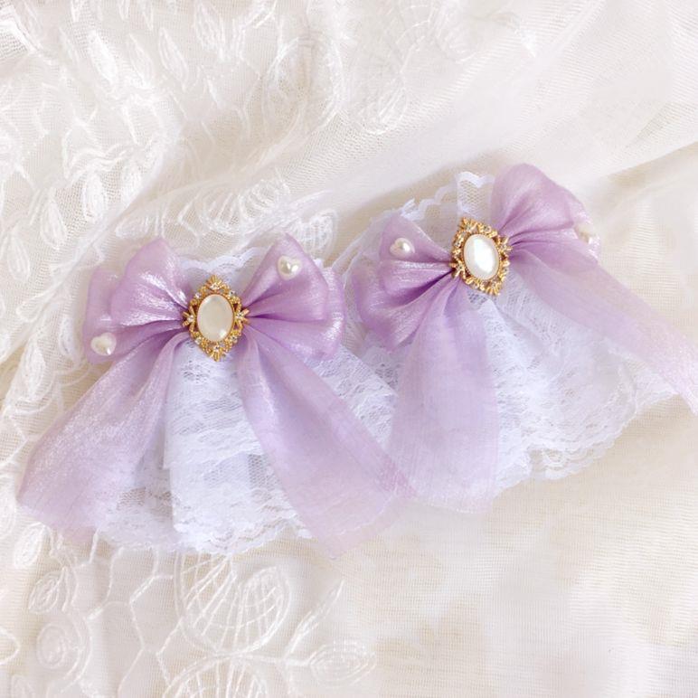 Multicolor  Sweet Lace Lolita Hair Accessories Dark Red Lolita Tulle Bow Hand Sleeves Bracelet