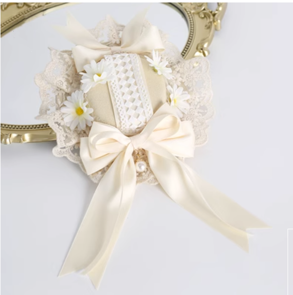 Xiaogui - Sweet Lolita Ivory Lace bow Hair - Accessories Headwear