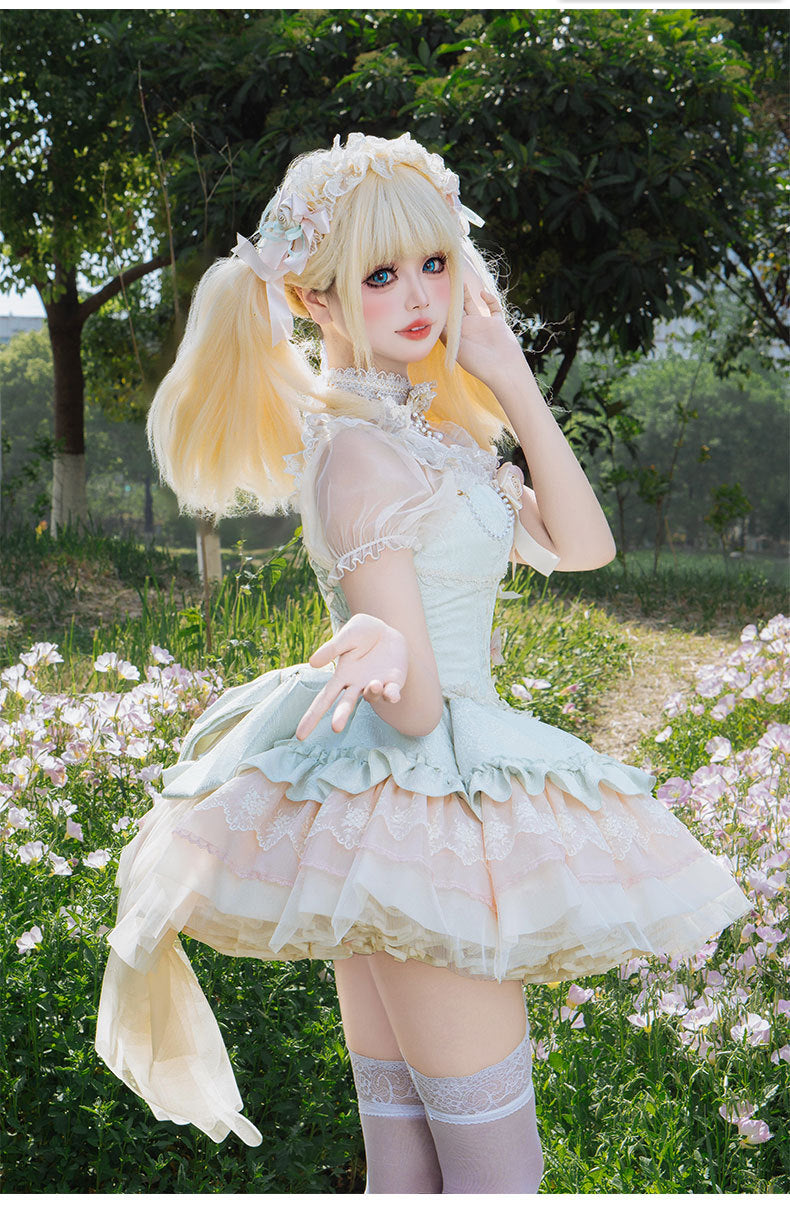 ZhiJinYuan - Floating Light Dream-Summer Sweet Elegant Ballet Short JSK Dress