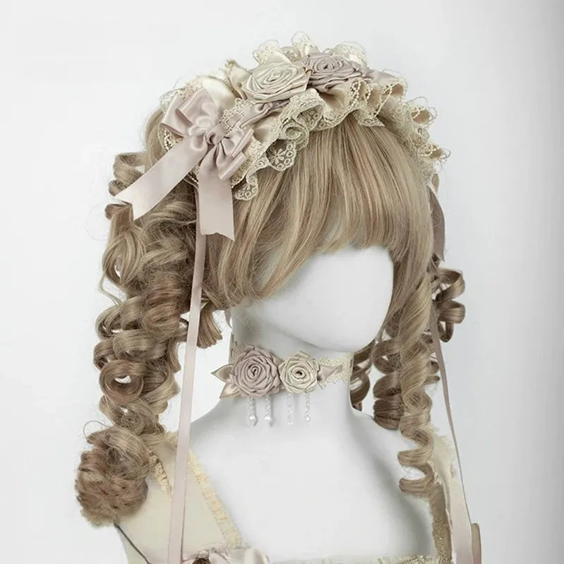 The Accessories' Story - Champagne Classic - Lolita headwear and choker options with floral accents - product detail 3