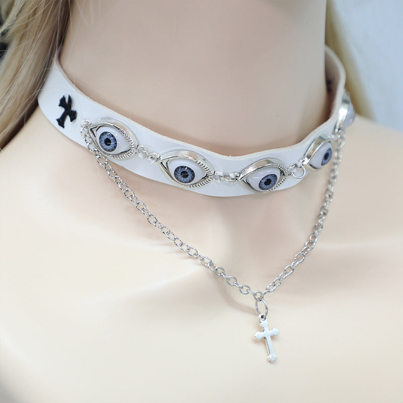 Original Design Handmade Niche Cthulhu Style Eyeball Demon Eye Dark Personality Choker - Lolita Fetch