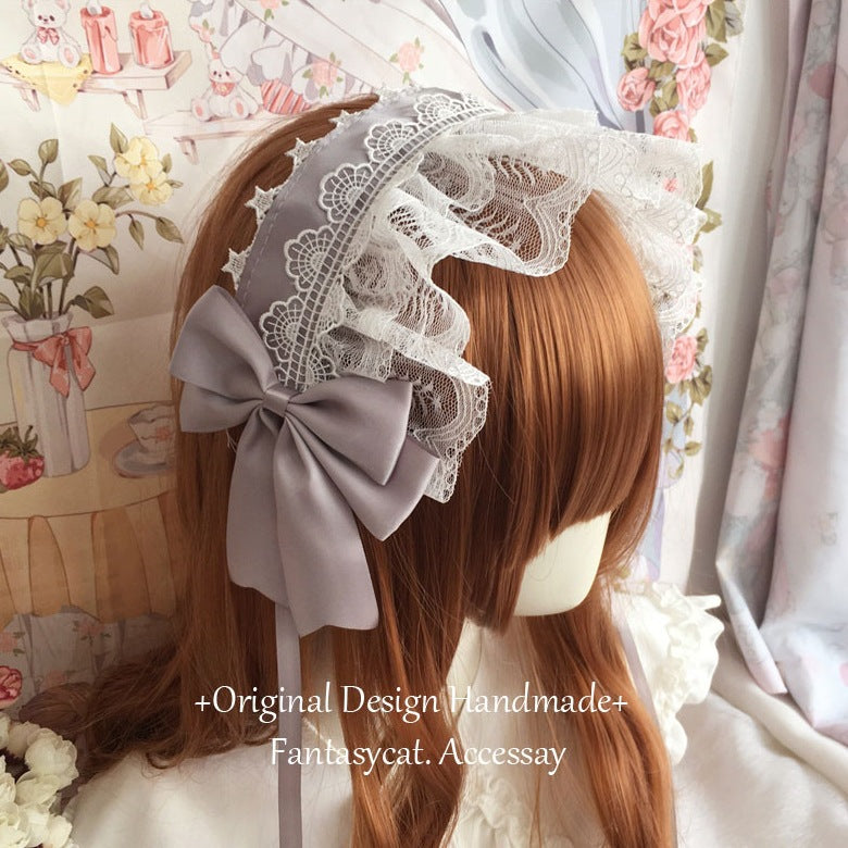 Japanese Retro Handmade Lolita Headband Lolita Style Lace Hair Accessory Sweet Versatile Dark Style KC Hair Ornament