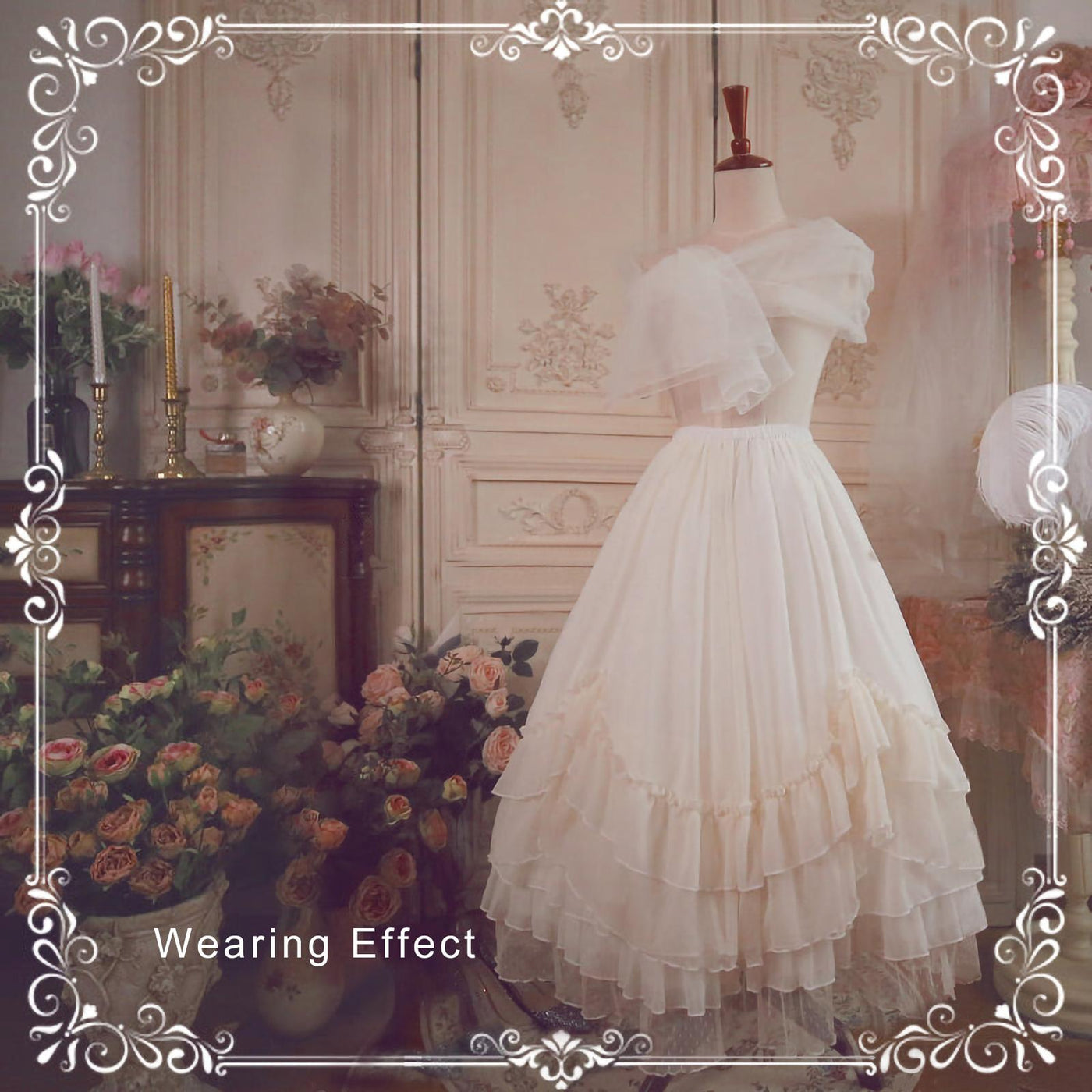 Aurora&Ariel A-line petticoat in white and black