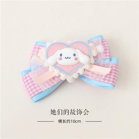 LOLITA Hair Accessories Sweet Bow Hair Clip Cinnamoroll Kuromi Pink Blue Soft Girl Lolita Hair Ornament