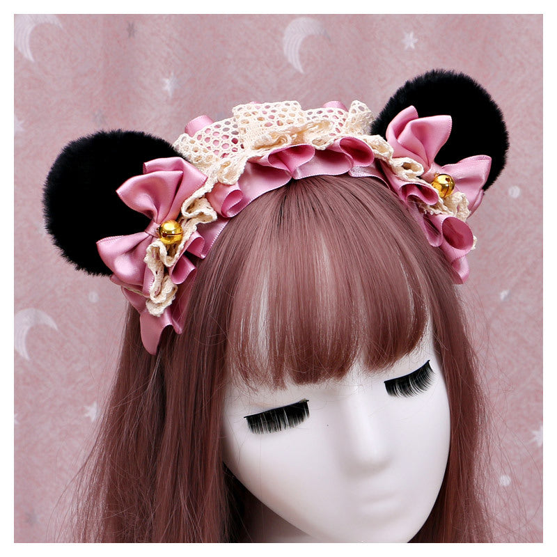 Lolita Lace Bear Ear Headband - Handmade Animal Ear Lolita Hair Accessory