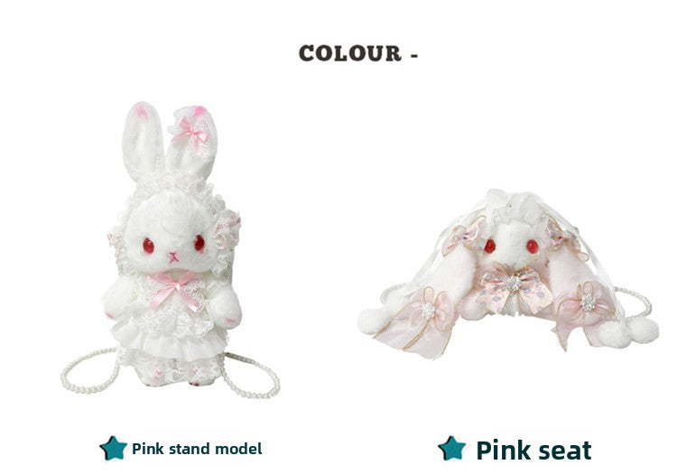 Lop-Eared Bunny Lolita Pearl Chain Doll Bag – 2025 Cute Bow Plush Shoulder Bag