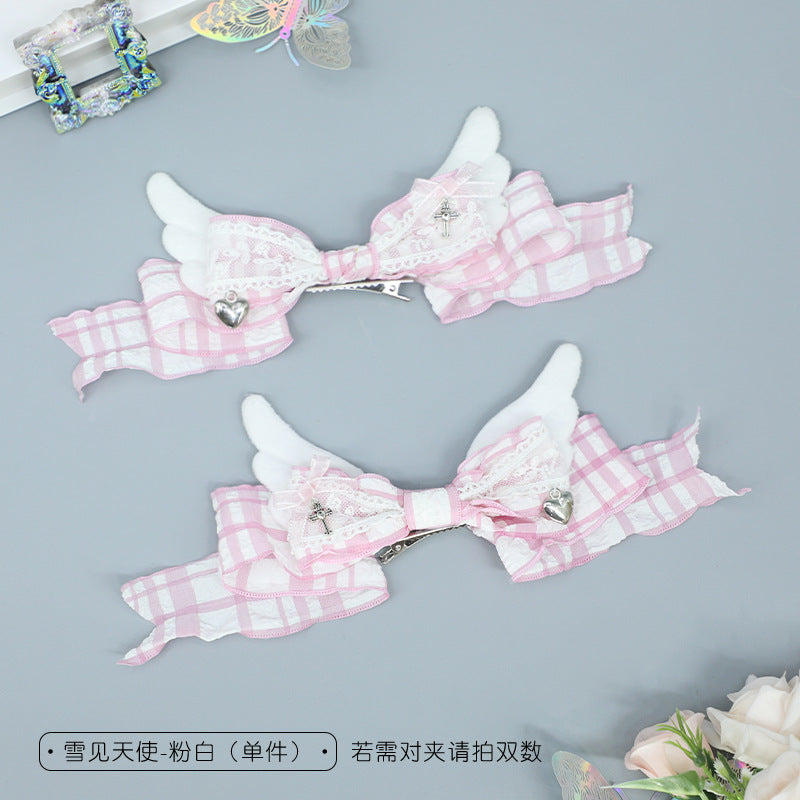 Subculture Bow Hair Clip - Handmade Wings Girls Double Ponytail Clip - Lolita Fetch