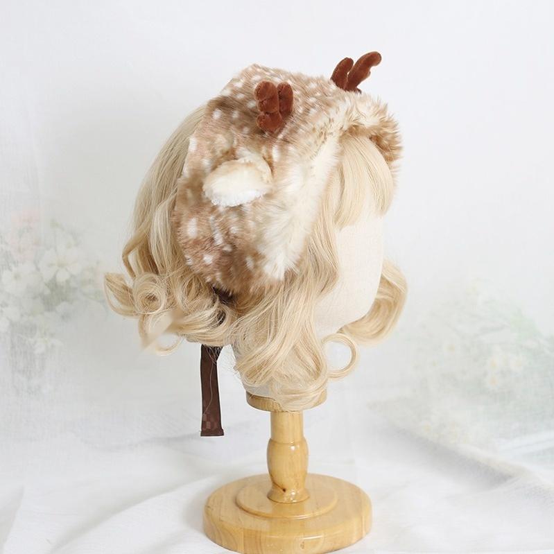 Xiaogui - Deer Spot - Kawaii Lolita Warmer Hat Japanese Sweet Deer Earmuff Hat