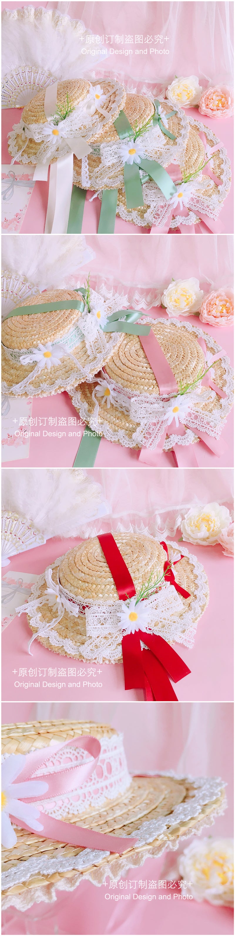 Original Multicolor Lolita Flower Elegant Flat Hat Top Hat Bridal Tea Party Gorgeous Hat Han Western Eclectic Reminiscence