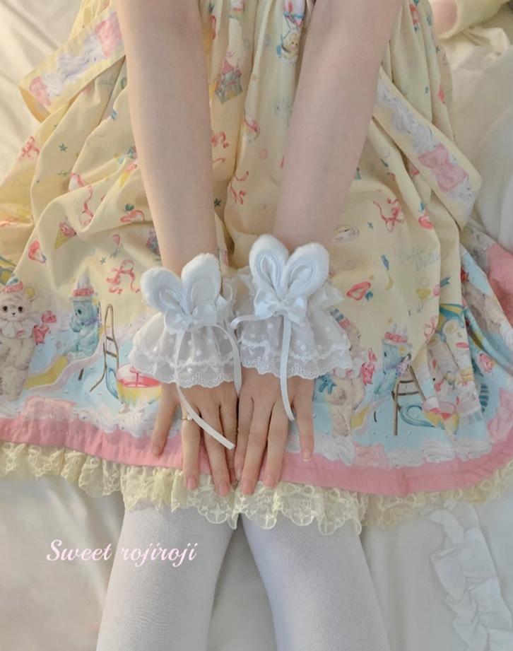 Roji Roji - Cute Lolita Bunny Ears Cuffs Lace - Summer Butterfly Hand Sleeves Hand Accessory