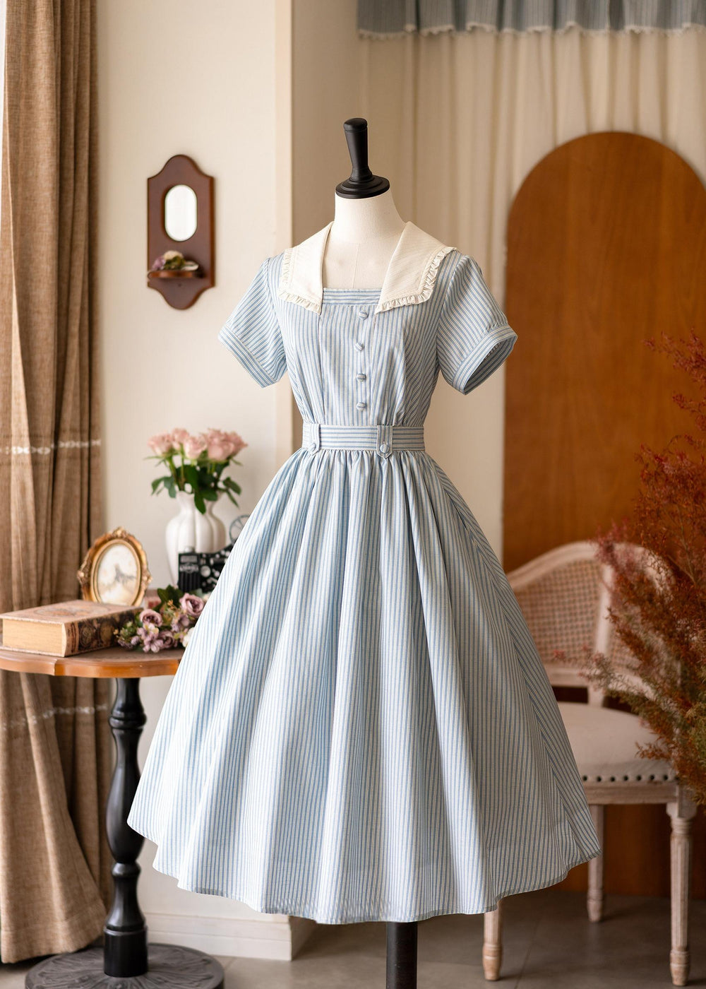 Forest Wardrobe - Endless Forest - Summer Striped Classic Lolita OP Dress, Short Sleeve