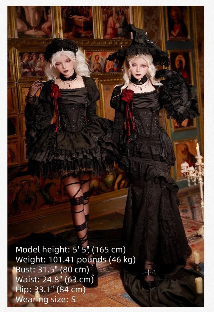 With PUJI - Twilight - Black Gothic Lolita Skirt Set, Witch-Inspired