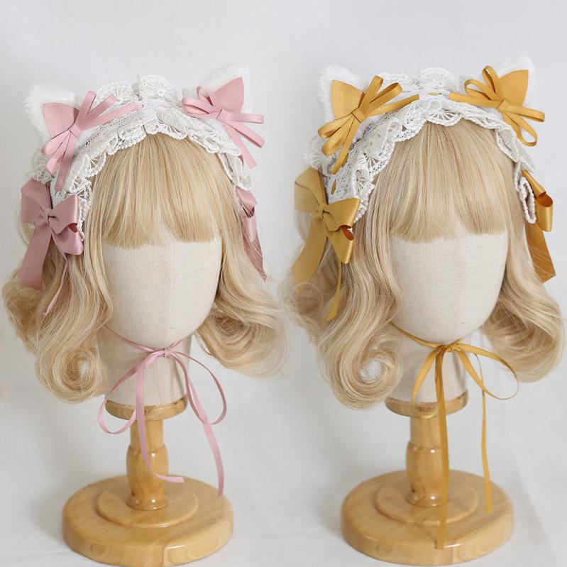 Xiaogui - Sweet Lolita Cat Ear Bow Headband - Headwear