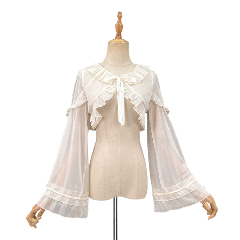 ZhiJinYuan White Lace-Collar Blouse