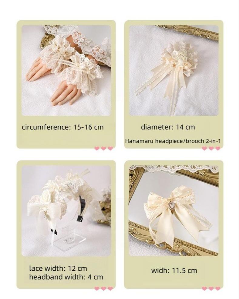 Xiaogui - Lace Lolita Headdress Set With - Bow/Ruffle Details Headwear