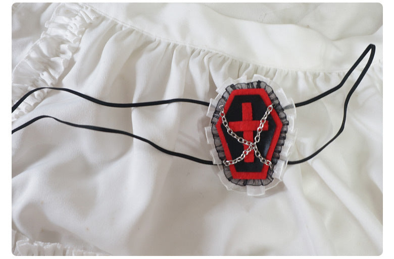 Gothic Girl Cross Single Eye Mask Lolita Dark Halloween Accessories Yandere Mid-2000s Harajuku Style