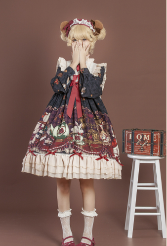 OCELOT - Crown Bear - Kawaii Daily Lolita Long OP Dress
