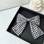 Black & White Gingham Bow (Stainless-Steel Brooch Pin)