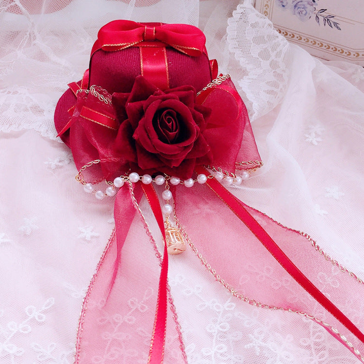 Lolita Hat Small Item Handmade Gothic Versatile Lolita Cyan Burgundy Flower Pill Crown Headwear