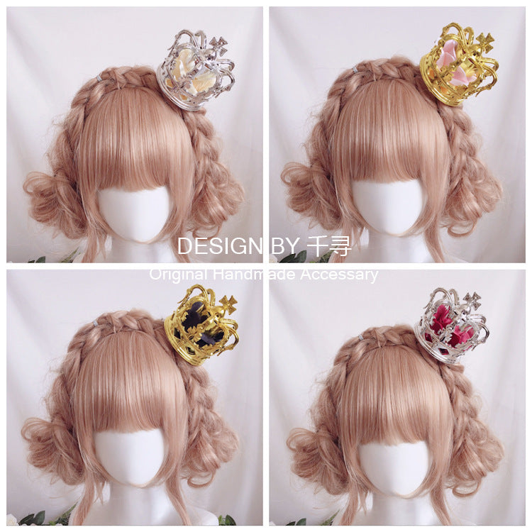 Lolita Crown Hair Accessories Gorgeous Rose Crown Hairband Headdress Golden Crown Hair Clip