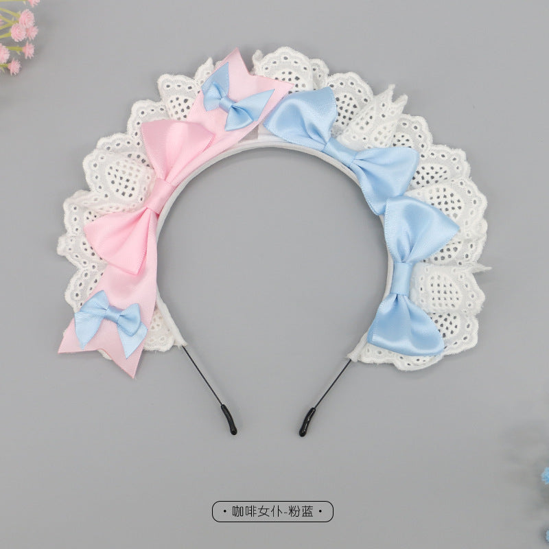 Handmade Coffee KC Headband - Lolita Lace Trim Bow Hair Accessory for Maid of Honor - Lolita Fetch
