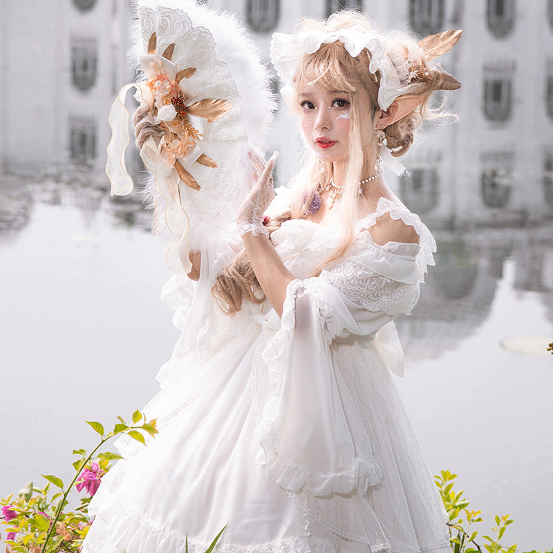 Zhijinyuan Lolita Princess Sleeve Chiffon Inner Top | Boat Neck 3/4 Sleeves Camisole - Lolita Fetch
