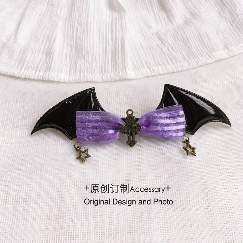 Halloween Witch Night Dark Gothic Lolita Accessories Bowknot Animal Ears KC Black Purple Arm Sleeves