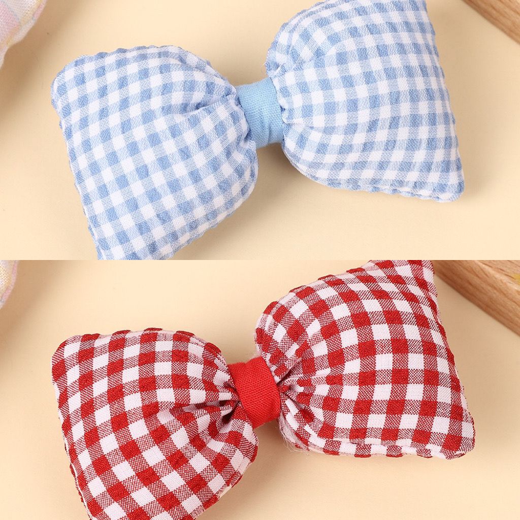 Handmade - Padded Gingham Bow - Brooch or Craft Accent - detail view 10