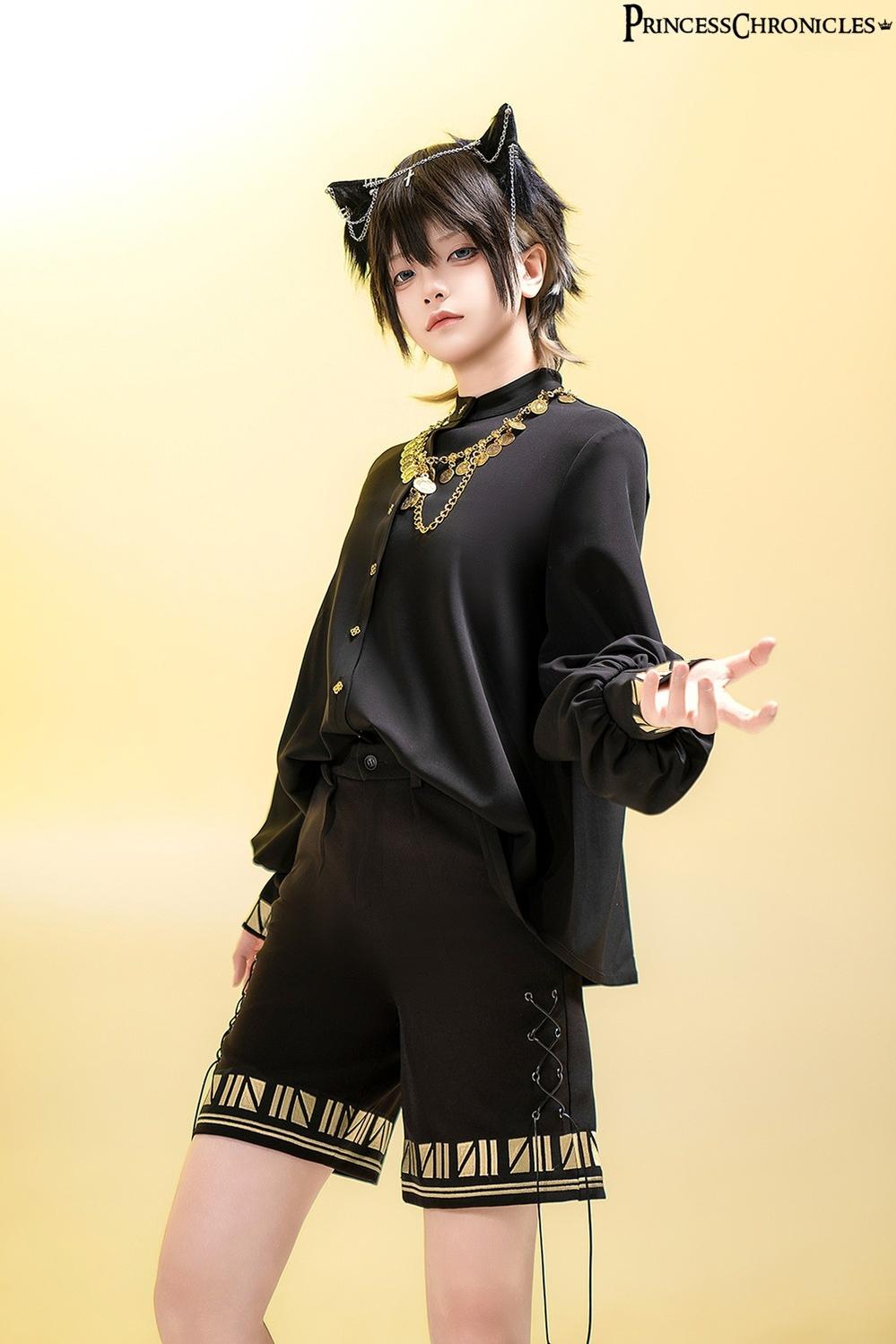Princess Chronicles - Black Cat - Ouji Lolita Shirt Vintage Blouse