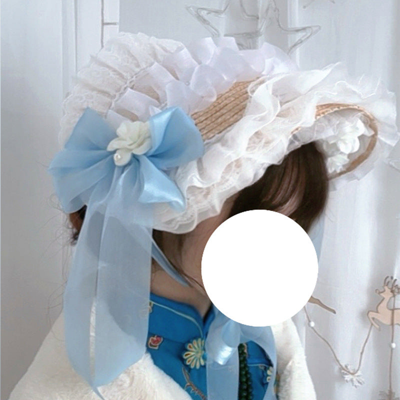 Lolita Hat Flower Bell Handmade Bonnet Multi-color BNT Original Design Pastoral Style Lolita Straw Hat for Women