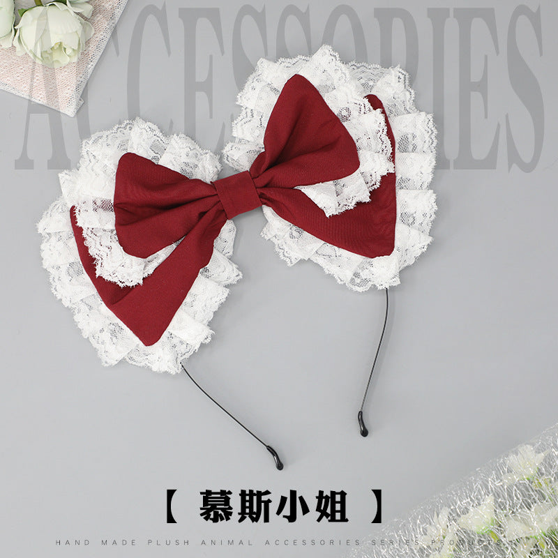 Handmade Small Hairpin Accessories Hair Ornament Bow Lolita Japanese Style Girl Hair Accessories Lace Edge Lolita Headband - Lolita Fetch