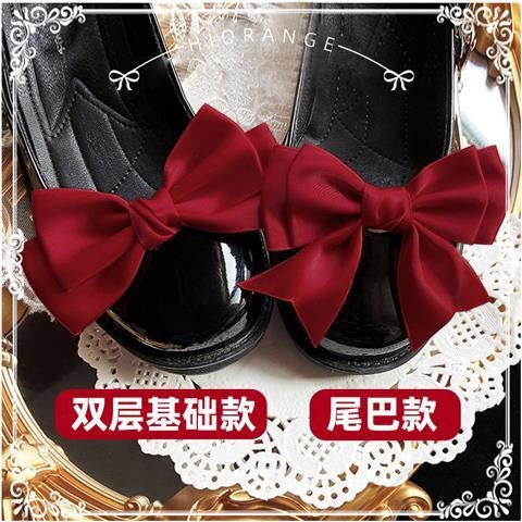 Sweet and Cute Girl Multi-color Lolita Shoe Clips Versatile Bow Shoe Buckles JK Basic Shoe Flowers - Lolita Fetch