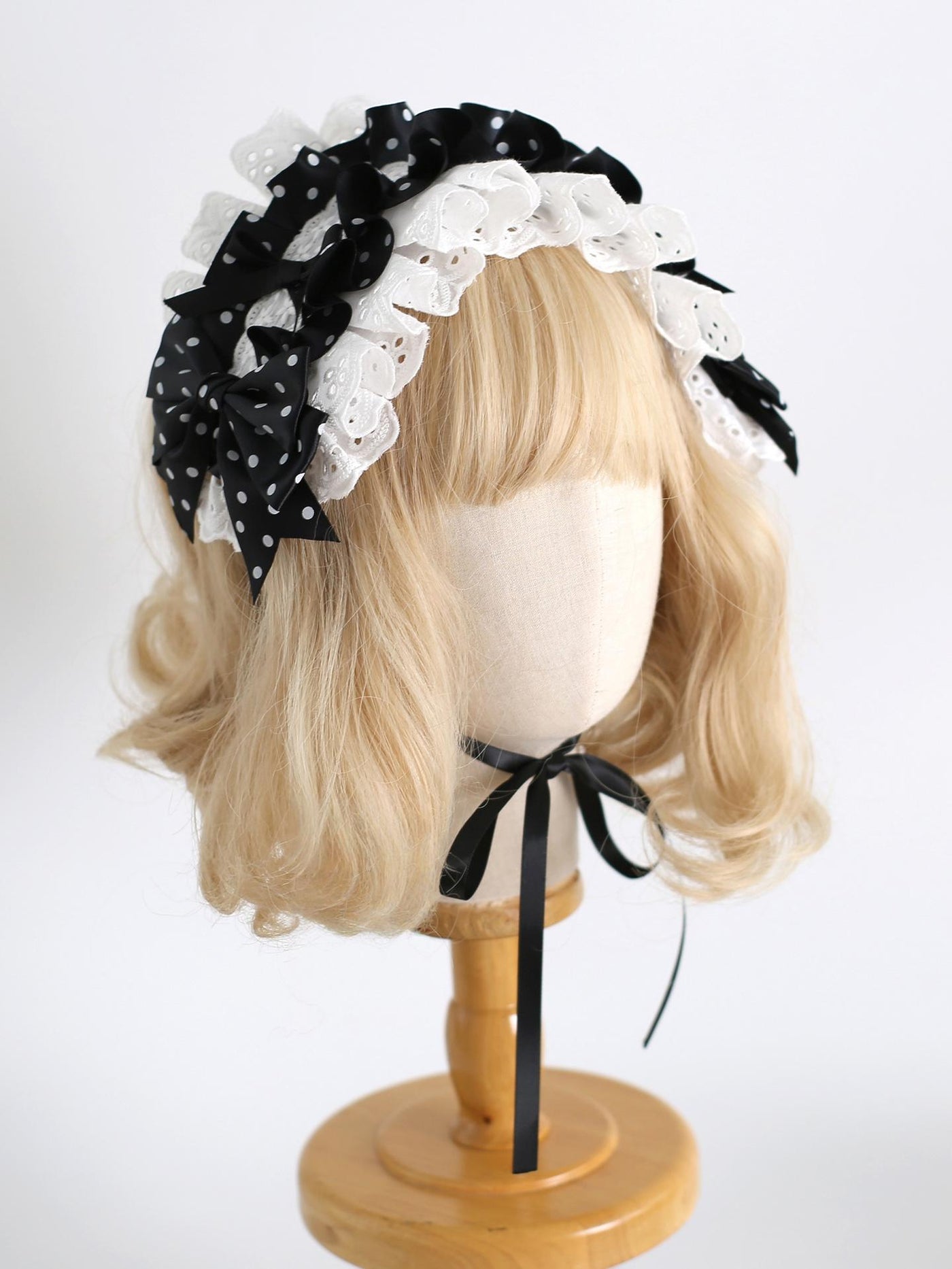 Xiaogui - Polka Dot Lolita Headdress - Detachable Bunny Ear Headwear