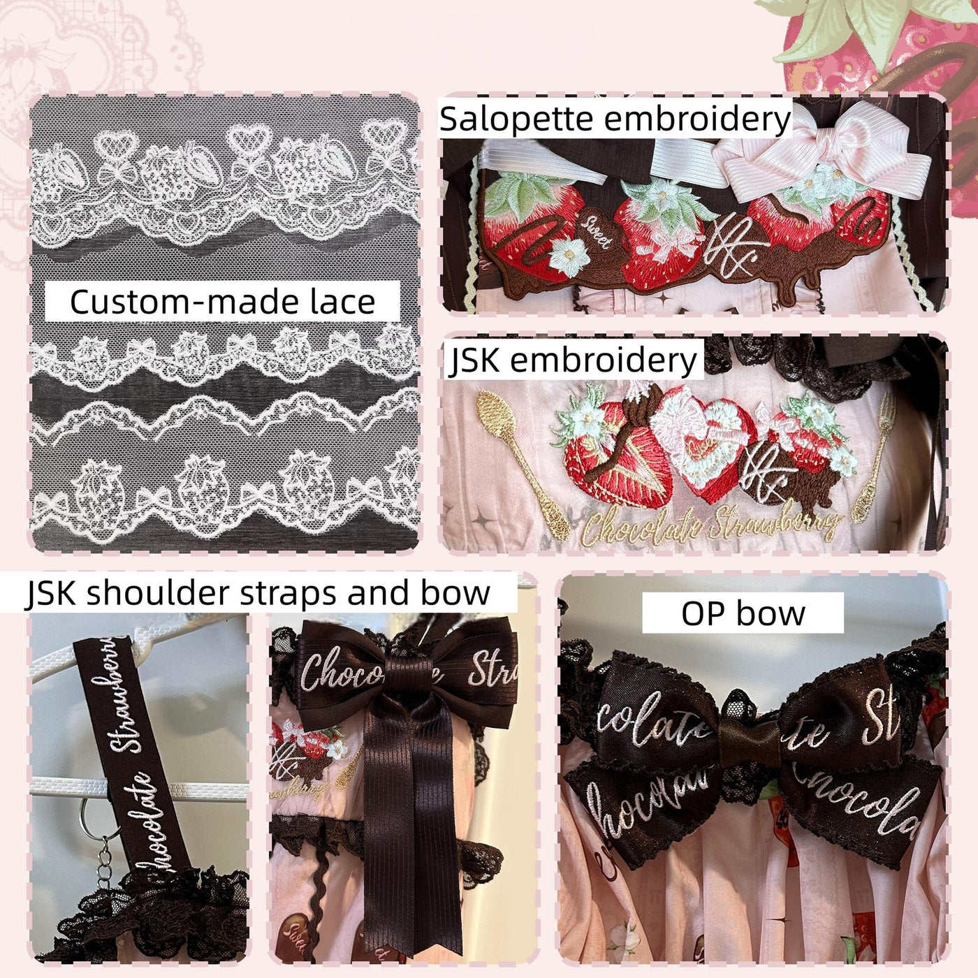 DreamWhale - Strawberry Chocolate Lovers - Kawaii Lolita Embroidered Printed Dress