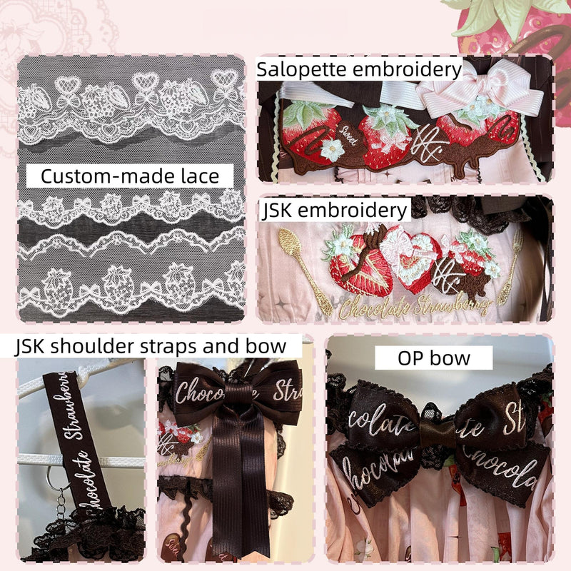 DreamWhale - Strawberry Chocolate Lovers - Kawaii Lolita Embroidered Printed Dress