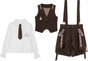 Three Piece Set (vest+blouse with a tie+suspender trousers) / S
