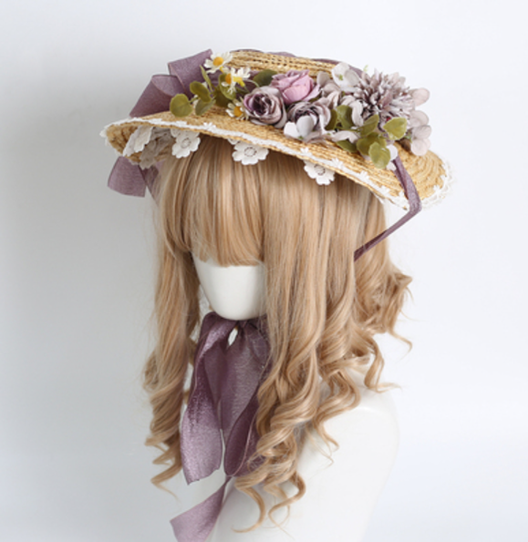 Xiaogui - Elegant Lolita Flower Bow Lace - Sunhat Headwear