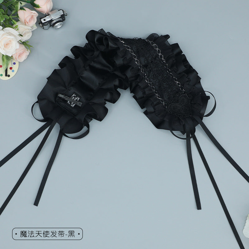 Comic Exhibition Girl Lolita Lace Hair Accessories DOLL Style Headband Ribbon Bow Dark Lolita Sweet Hair Accessories - Lolita Fetch