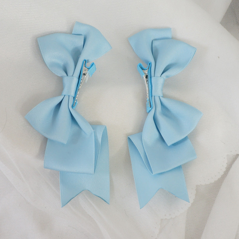 Japanese Handmade Doll Lolita Large Bow Hair Clip - Girl's Double Ponytail Hair Accessory