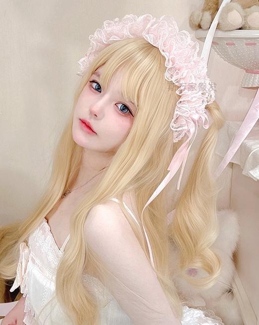 Sinwavy - Light Blone Wavy Lolita Wig - Straight Bang Wig