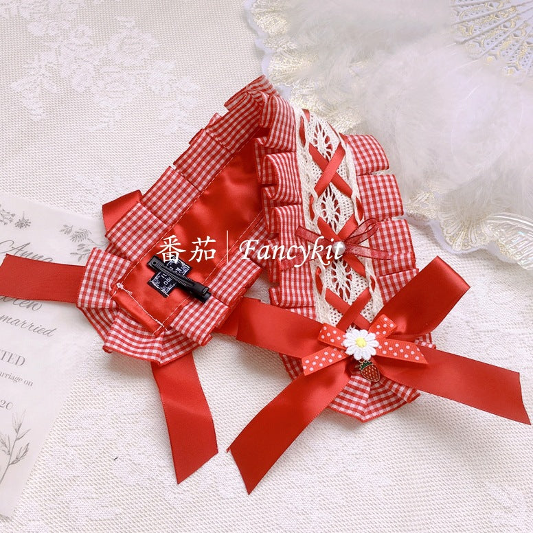 Lolita Lace Plaid Bow Headband Girl Classic Lolita Alice Cute BNT Hair Accessories