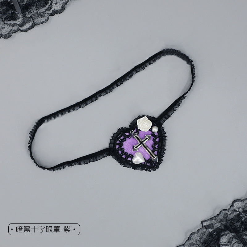 Dark Gothic Cross Eye Mask - Lolita JK Comic Con Cosplay Small Accessories