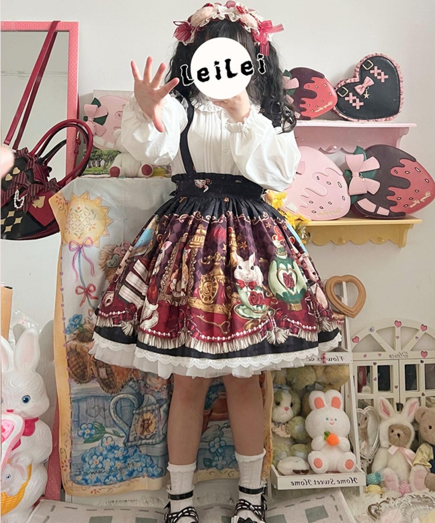 OCELOT - Crown Bear - Kawaii Lolita SK Daily Chiffon Skirt