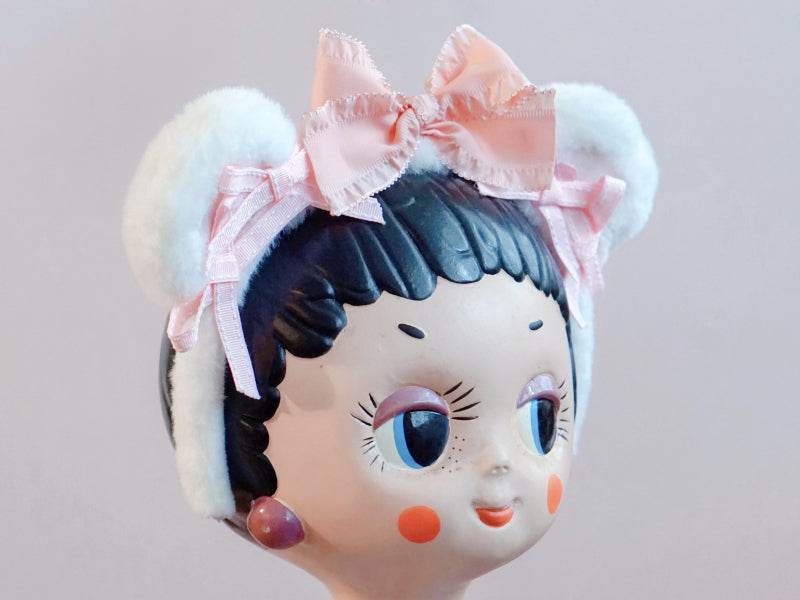 Original Handmade Bear Ear Bowknot Plush Headband Lolita Brown Japanese Korean Style