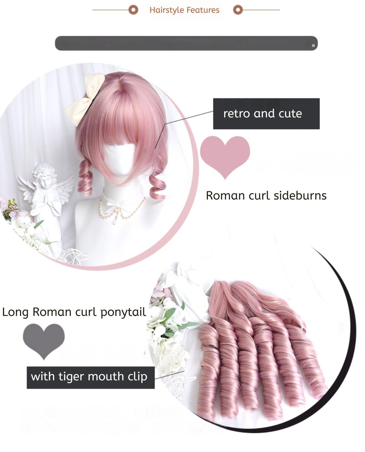 Sinwavy - Sweet Lolita Wig - Detachable Roman Curl Ponytail Wig
