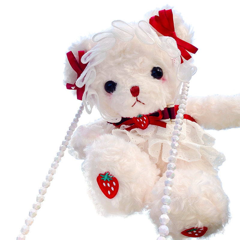 Christmas Original Bear Bag Lolita Handmade Bag JK Bag Plush Bag Cute Soft Girl Shoulder Crossbody Bag Can Hold Phone